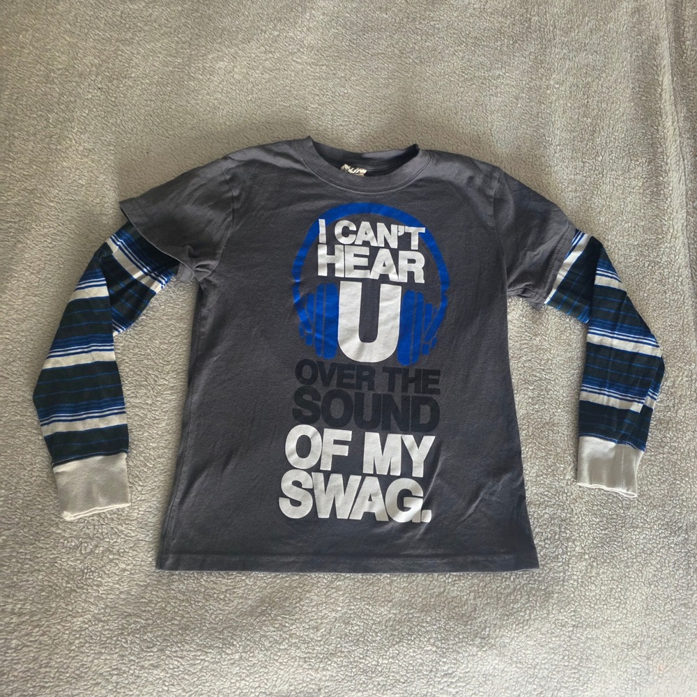 Hybrid Boys Gray Graphic Long Sleeve Shirt Size S Swag Skater